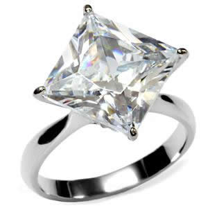 10CT CZ SOLITAIRE STAINLESS STEEL RING-5sizes